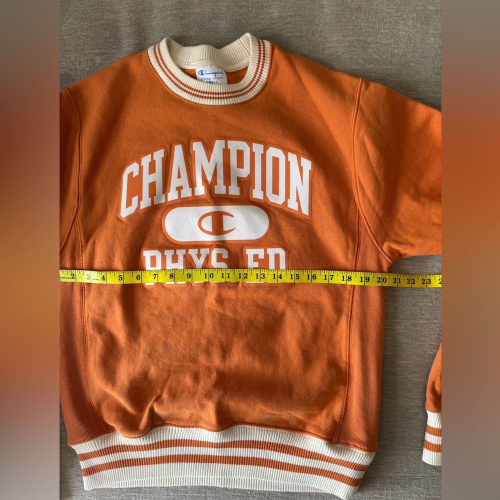 Champion Reverse Weave “Champion Phys Ed” Orange Crewneck Sweatshirt Sz S - Picture 9 of 10